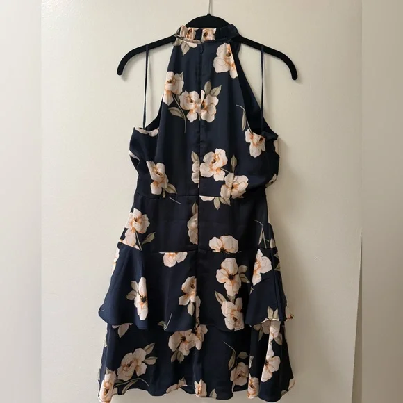 BB Dakota Navy Floral Halter Tiered Dress - Picture 2 of 6